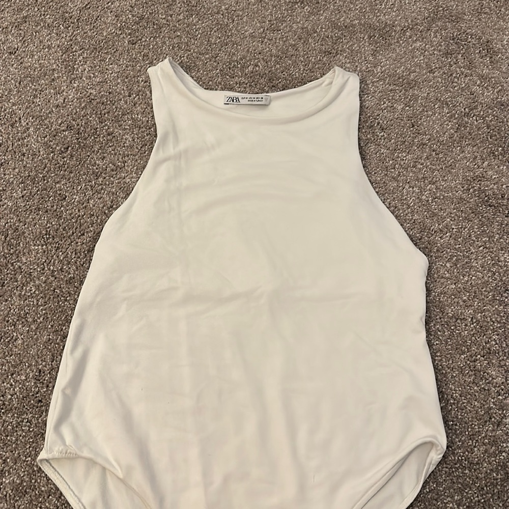 Zara high neck white bodysuit - M